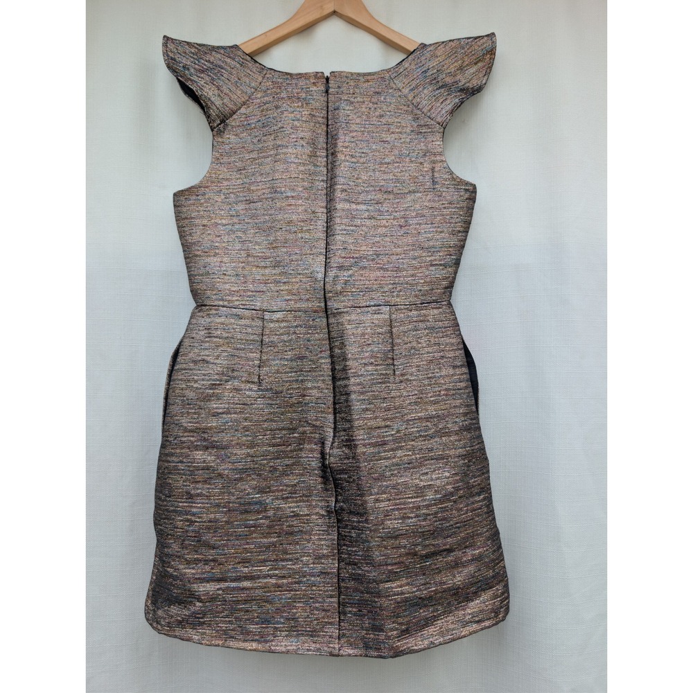 Hutch Anthropologie Metallic Rainbow V-Neck Flutter Sleeve Cocktail Dress 10 - Picture 3 of 10